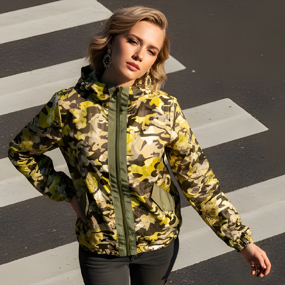 NWT Nike green camo/floral print lightweight oversized jacket/bust 65”/PTP 32.5